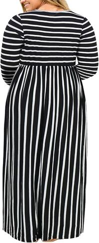 Nemidor Women Long Sleeve Loose Plain Casual Plus Size Long Maxi Dress with Pockets in Kuwait