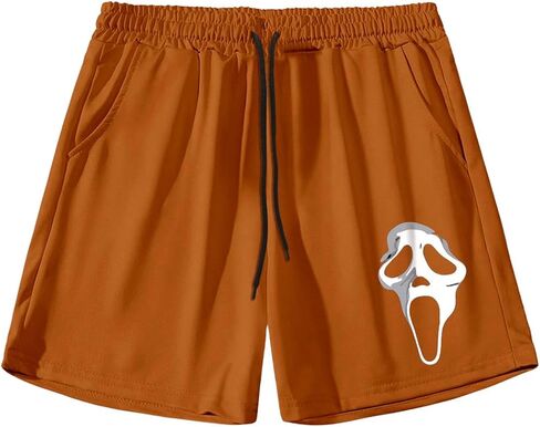 SHENHE Men's Track Shorts Skull Print Graphic Shorts Summer Drawstring Sweat Shorts in Saudi Arabia