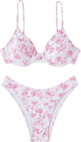 SHENHE Women's Underwire 2 Piece Swimsuits Floral High Cut Bikini Set Bathing Suit in Saudi Arabia