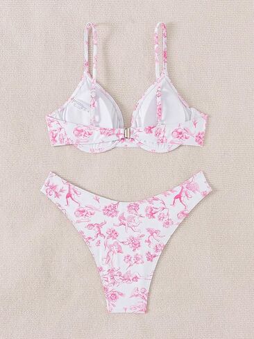 SHENHE Women's Underwire 2 Piece Swimsuits Floral High Cut Bikini Set Bathing Suit in Saudi Arabia