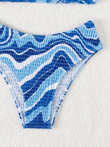 SOLY HUX Women's 2 Piece Halter Bikini Set Wave Print Triangle Top Bathing Suits Thong Bikini Swimsuits in Saudi Arabia