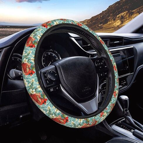 Birds Blooming Cherry Steering Wheel Covers Anti-Slip Elasticity Car Accessories Steering Wheel Protector Universal 15 Inch for Cars SUV Vehicle Truck in Saudi Arabia