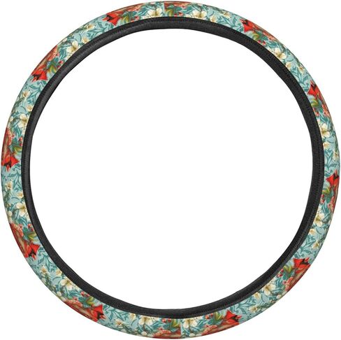 Birds Blooming Cherry Steering Wheel Covers Anti-Slip Elasticity Car Accessories Steering Wheel Protector Universal 15 Inch for Cars SUV Vehicle Truck in Saudi Arabia