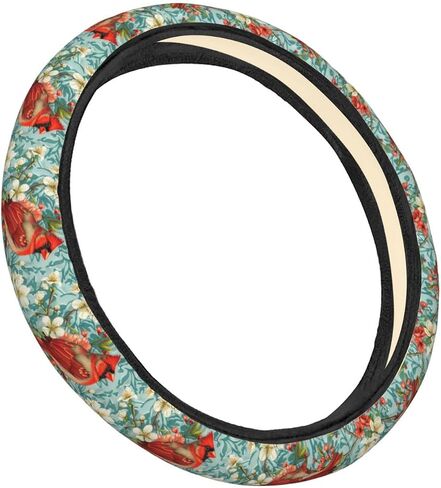 Birds Blooming Cherry Steering Wheel Covers Anti-Slip Elasticity Car Accessories Steering Wheel Protector Universal 15 Inch for Cars SUV Vehicle Truck in Saudi Arabia
