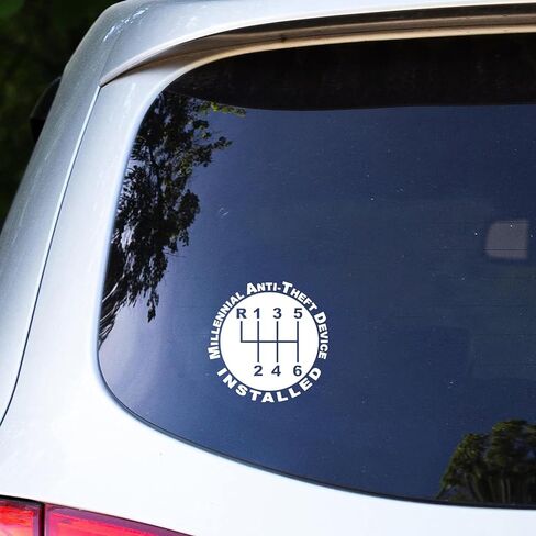 Millennial Anti Theft Device Installed Sticker for Car, Bike, SUV, Truck, Helmet, Laptop, Water Bottle, Notebook, Decal Window, Guitar, Skateboard, Bumper Vinyl Waterproof Sticker 5 inch (White) in Saudi Arabia