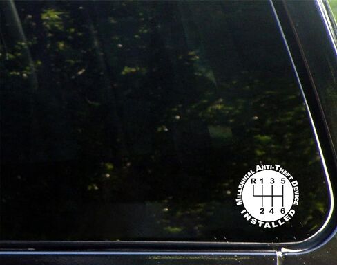 Millennial Anti Theft Device Installed Sticker for Car, Bike, SUV, Truck, Helmet, Laptop, Water Bottle, Notebook, Decal Window, Guitar, Skateboard, Bumper Vinyl Waterproof Sticker 5 inch (White) in Saudi Arabia
