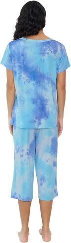 Joyaria Womens Pajama Sets Short Sleeve and Capri Pants Soft Bamboo Viscose 2 Pieces Sleepwear Lounge Set in Kuwait