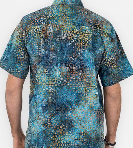 Mens 100% Hand Dyed Batik Cotton Hawaiian Shirt Casual Short Sleeve Button Down Shirts Seminyak Bali in Saudi Arabia