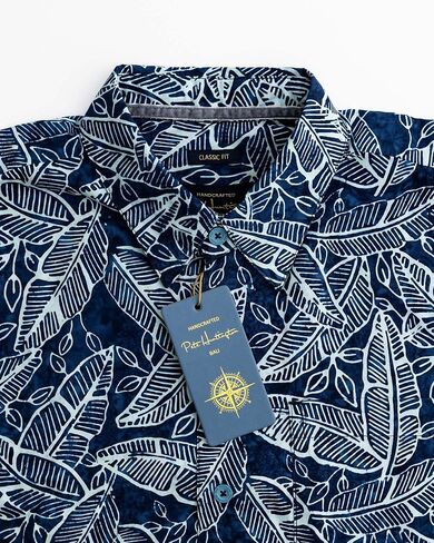 Mens 100% Hand Dyed Batik Cotton Hawaiian Shirt Casual Short Sleeve Button Down Shirts Seminyak Bali in Saudi Arabia