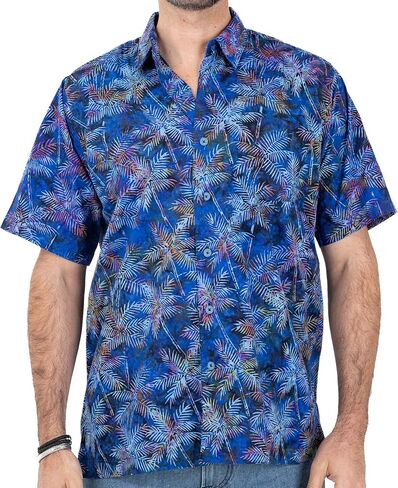 Mens 100% Hand Dyed Batik Cotton Hawaiian Shirt Casual Short Sleeve Button Down Shirts Seminyak Bali in Saudi Arabia