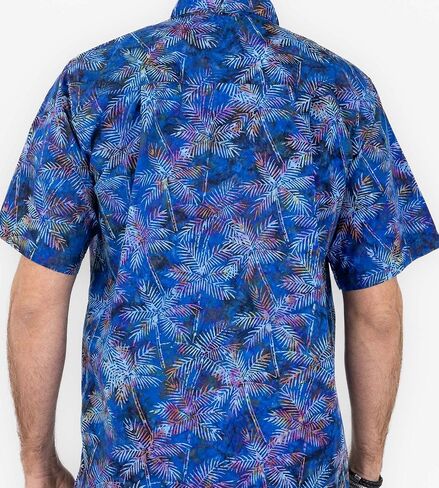 Mens 100% Hand Dyed Batik Cotton Hawaiian Shirt Casual Short Sleeve Button Down Shirts Seminyak Bali in Saudi Arabia