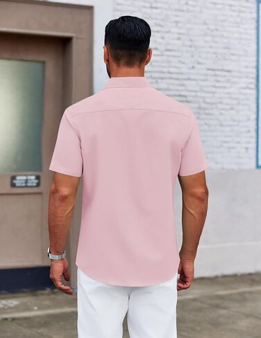 COOFANDY Men's Casual Short Sleeve Button Down Shirt Untucked Dress Shirts Summer Beach Wedding Shirt in Saudi Arabia