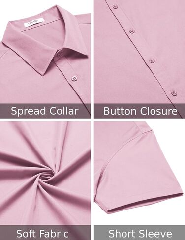 COOFANDY Men's Casual Short Sleeve Button Down Shirt Untucked Dress Shirts Summer Beach Wedding Shirt in Saudi Arabia
