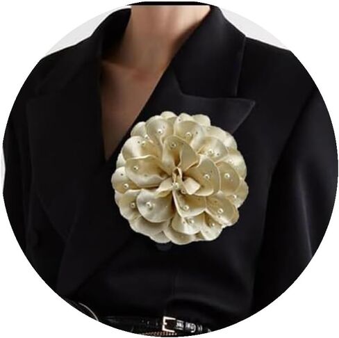 Flower Brooch for Women Extra Large Brooches and Pins for Women Elegant Large Rose Flower Brooches Handmade Dainty Satin Fabric Pearl Brooches Big Camellia Flower Brooch Wedding for Women Dance Dress Suit Clothes Accessories Prom Jewelry Gifts in Kuwait
