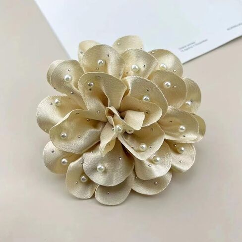 Flower Brooch for Women Extra Large Brooches and Pins for Women Elegant Large Rose Flower Brooches Handmade Dainty Satin Fabric Pearl Brooches Big Camellia Flower Brooch Wedding for Women Dance Dress Suit Clothes Accessories Prom Jewelry Gifts in Kuwait