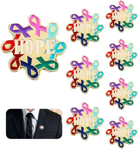 Hope Pin Colorful Cancer Pin- 7 Pieces Cancer Awareness Pins Colorful Ribbon Hope Pins Nursing Pins- Enamel Lapel Pin Prevention and Awareness Cancer Ribbon Brooch- All Cancer Awareness in Saudi Arabia
