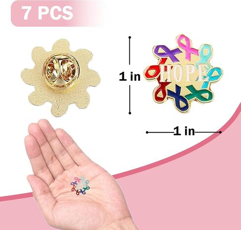 Hope Pin Colorful Cancer Pin- 7 Pieces Cancer Awareness Pins Colorful Ribbon Hope Pins Nursing Pins- Enamel Lapel Pin Prevention and Awareness Cancer Ribbon Brooch- All Cancer Awareness in Saudi Arabia