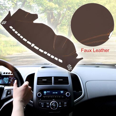 X AUTOHAUX Car Dashboard Cover Non-Slip Faux Leather Dash Board Protector Cover Mat for Hyundai Sonata 2011-2014 Brown in Saudi Arabia