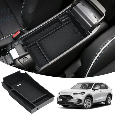 Center Console Organizer Armrest Storage Box Secondary Insert Tray with Anti-Slip Mat Console Armrest Storage Box Premium Armrest Storage Tray (for Honda HRV Black 2023-2025) in Saudi Arabia