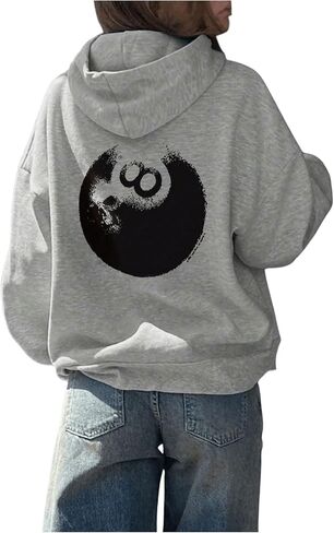 MakeMeChic Women's Number Print Drawstring Long Sleeve Drop Shoulder Sweatshirt Hoodies Top in Saudi Arabia