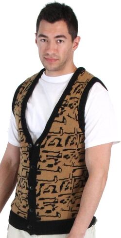 Costume Agent 80's Movie Day Off Button Up Costume Sweater Vest Black/Gold in Saudi Arabia