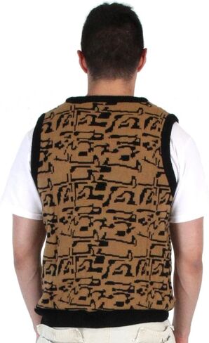 Costume Agent 80's Movie Day Off Button Up Costume Sweater Vest Black/Gold in Saudi Arabia
