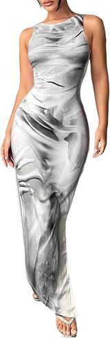 Milumia Women's Sexy 3D Print Bodycon Maxi Dress Sleeveless Tank Party Club Summer Long Dresses in Saudi Arabia