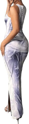 Milumia Women's Sexy 3D Print Bodycon Maxi Dress Sleeveless Tank Party Club Summer Long Dresses in Saudi Arabia