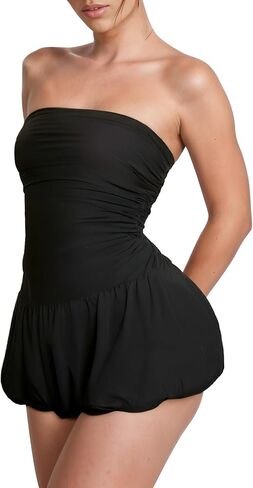 SHESEEWORLD Women's Summer Sexy Strapless Bandeau Corset Dress Tube Top Y2k Bubble Skirt Fully Lined Short Mini Party Dresses in Kuwait