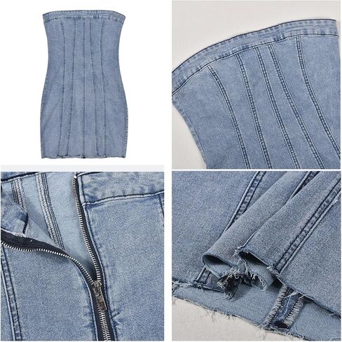Denim Dress Women Summer Sexy Sleeveless Off Shoulder Casual Bodycon Mini Dress Cocktail Party Wear in Kuwait