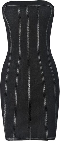 Denim Dress Women Summer Sexy Sleeveless Off Shoulder Casual Bodycon Mini Dress Cocktail Party Wear in Kuwait