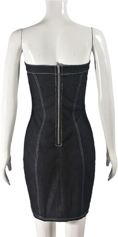 Denim Dress Women Summer Sexy Sleeveless Off Shoulder Casual Bodycon Mini Dress Cocktail Party Wear in Kuwait