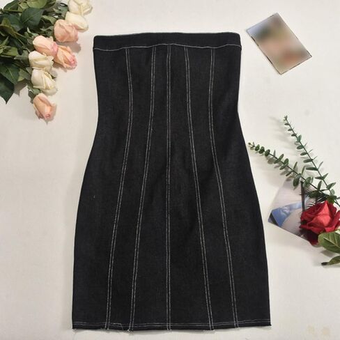Denim Dress Women Summer Sexy Sleeveless Off Shoulder Casual Bodycon Mini Dress Cocktail Party Wear in Kuwait