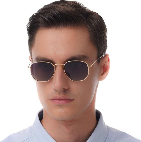 RICH MODE Polarized Hexagon Sunglasses for Women Men Polygon Square Sun Glasses UV400 Protection Metal Frame in Saudi Arabia