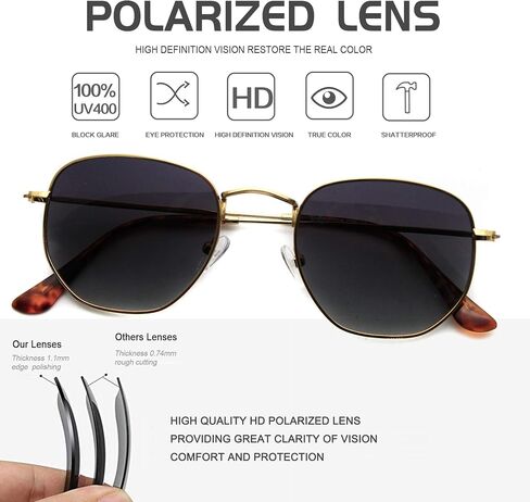 RICH MODE Polarized Hexagon Sunglasses for Women Men Polygon Square Sun Glasses UV400 Protection Metal Frame in Saudi Arabia
