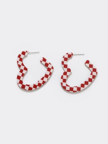 ONLYJUMP Checkerboard Hoop Earrings for Women Colorful Acrylic Resin Checker Black White Grid Lightweight Open C shaped Earrings Y2k Lightweight Xmas Jewelry Gift in Saudi Arabia