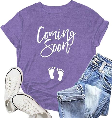 Pregnancy Reveal Shirts for Women New Baby Announcement Tshirt Mom to Be Tee Tops in Saudi Arabia