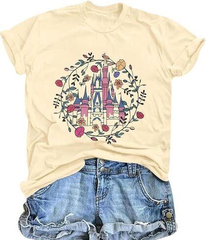قمصان سحرية للنساء تي شيرت Magic Kingdom Tshirt Castle Graphic Tee Family Vacation بأكمام قصيرة تي شيرت in Saudi Arabia
