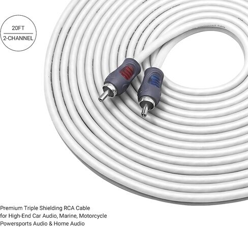 Recoil RMI412 Tinned Oxygen Free Copper 4-Channel 12ft RCA Audio Interconnects Cable for High-End Car Audio Marine Motorcycle & UTV ATV Audio Triple-Shielded with Noise Rejection for Tough Environment in Saudi Arabia