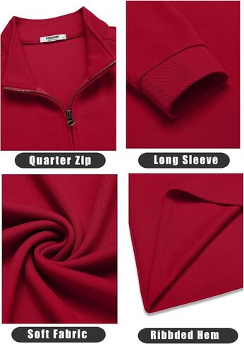 COOFANDY Men's Quarter Zip Up Pullover Lightweight Mock Neck Sweatshirt Casual Long Sleeve Polo Shirt in Kuwait