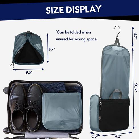 Haimont Ultralight Toiletry Bags for Travel, Men Women Lightweight Hanging Toiletry Organizer, Traveling Cosmetic Toiletries Kit with Shatterproof Mirror for Gym, Water-Resistant, Grey in Saudi Arabia