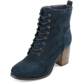 Journee Womens Baylor Lace Up Stacked Heel Booties