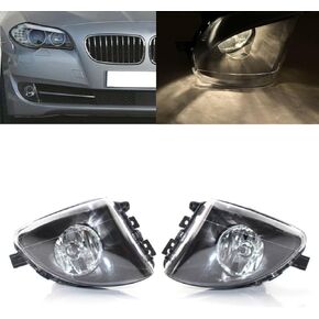 Pair of Front Bumper Fog Light Driving Lamp w/Halogen Bulbs Compatible for For 2011-2013 BMW 5 SERIES F10 528I 535I 550Ii, Fits OE 63177216886, 63177216887