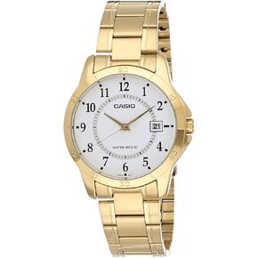 Casio #MTP-V004G-7B Men's Standard Gold Tone Stainless Steel White Dial Date Watch