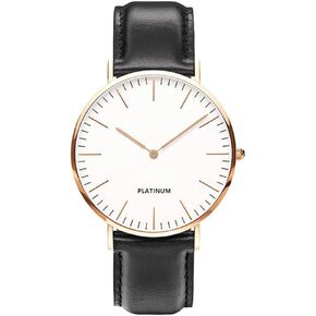 Men's Ultra Slim Watch, Minimalist Fashion Simple Analog Quartz Wrist Watch for Men Easy to Read with Leather Strap