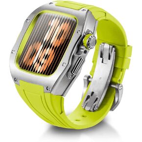 RYUEUYA Luxury Designer Rugged Metal Case with Band, Compatible for Apple Watch Series 8/7 45mm and SE/6/5/4 44mm, Stainless Steel Military Personalized Protective Cover, Heavy Duty Tactical Protection for iWatch