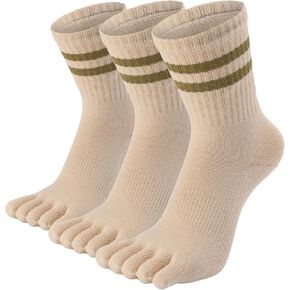 Toe Socks Five Finger Split Athletic Running Crew Cotton for Women 3 Pairs