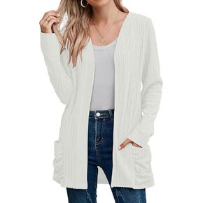 Womens Casual Lightweight Long Sleeve Cardigan Open Front Cardigan Sweaters for Women with Pockets