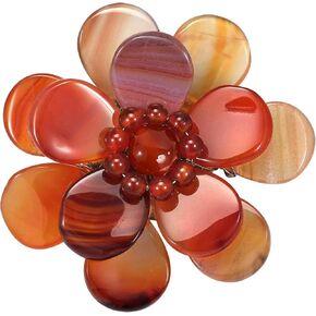 AeraVida Handmade Carnelian Azalea Beauty Floral Pin or Brooch | Handmade Brooch for Women | Brooch for Women | Bride Bridesmaid Wedding Brooch or Pin | Wedding Brooch