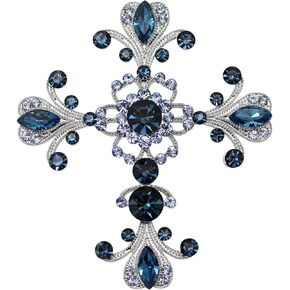 Faship Gorgeous Rhinestone Crystal Cross Crucifix Pin Brooch